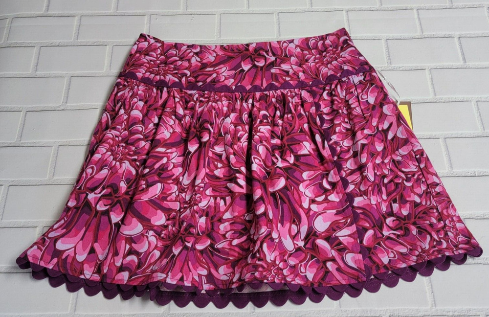 Kika Vargas Mum Floral Scallop Edge Wrap Mini Skirt w/ Pockets Women's Size 4